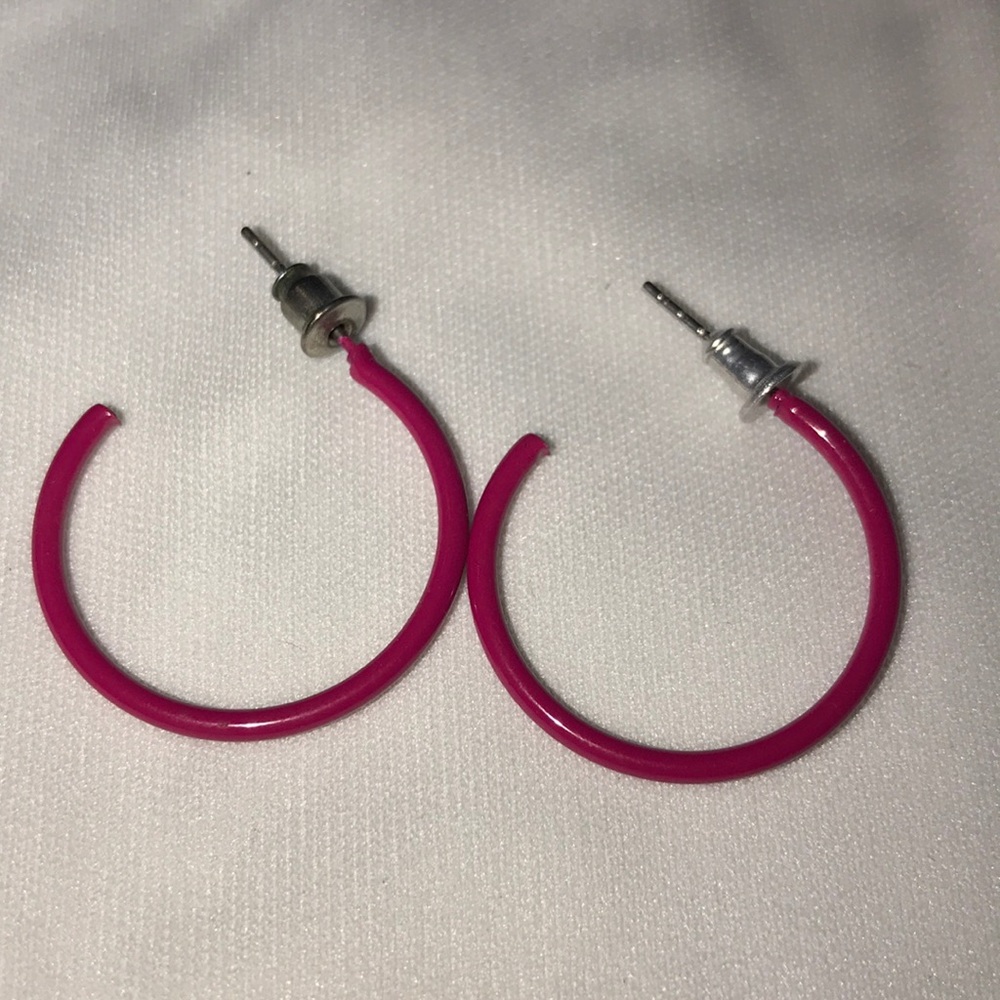Dark Pink Hoop Earrings